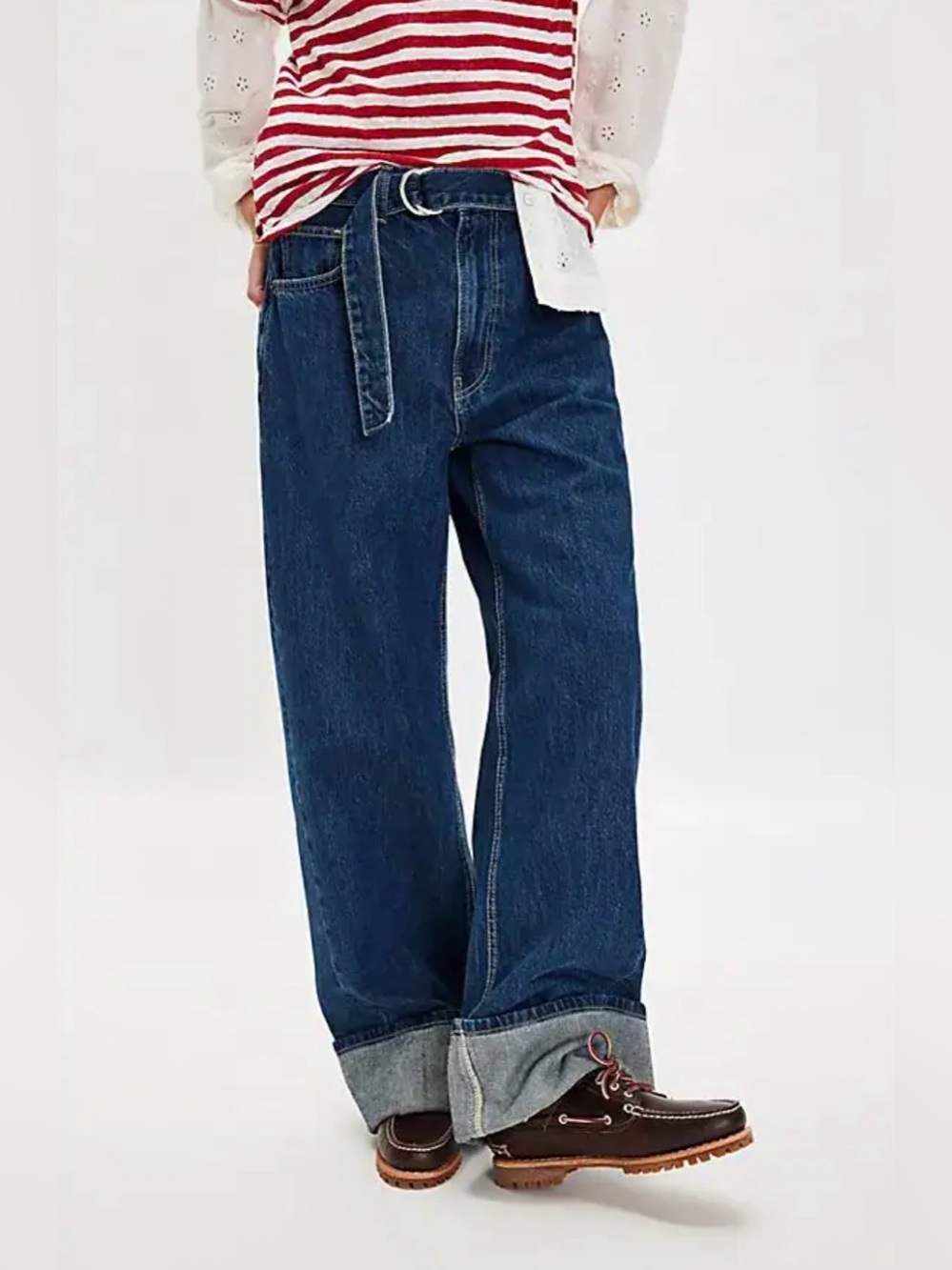Wide-Leg High-Rise Women's Jeans in Dark Blue